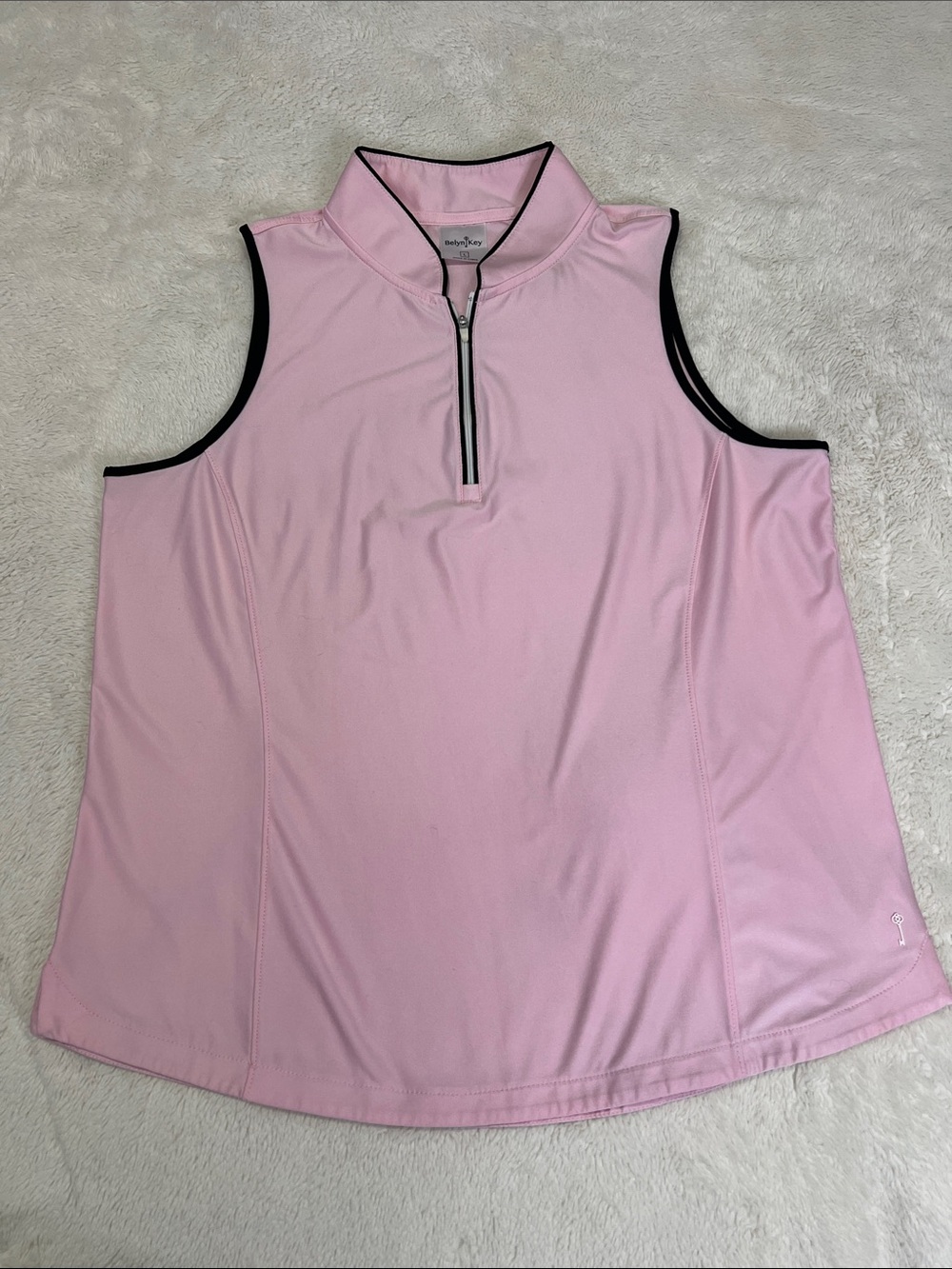 Belyn Key Pink Sleeveless Golf Top with Black Trim